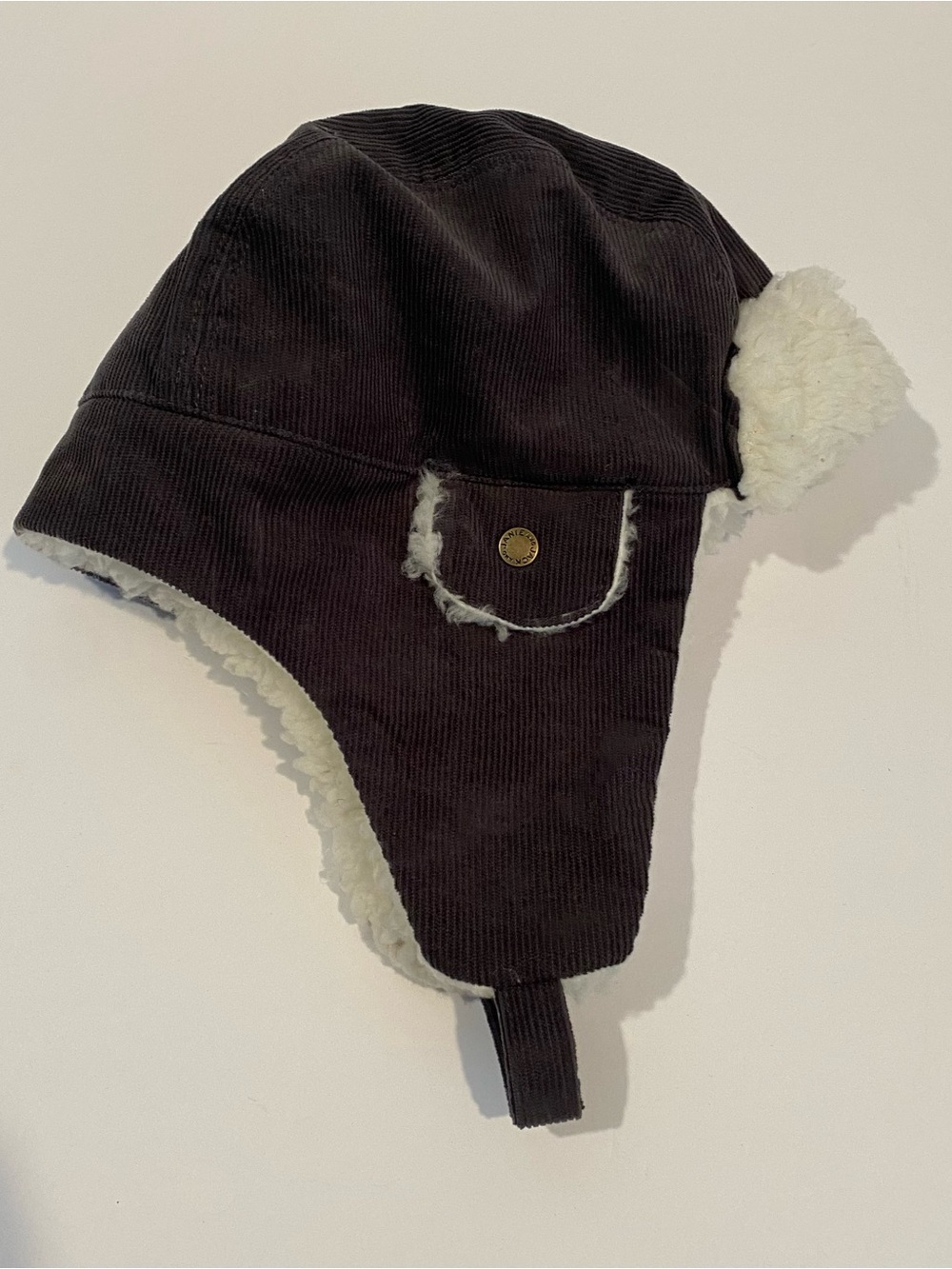 Janie and Jack Corduroy Sherpa Trapper Hat – Dark Brown Aviator Cap 12-24 months